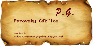 Parovsky Gálos névjegykártya
